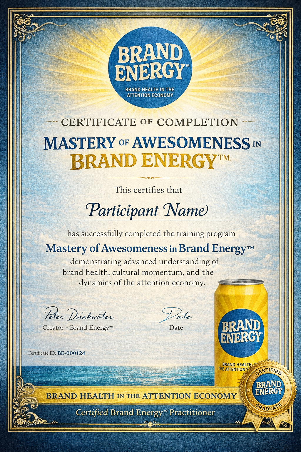 Certified Brand Energy Practitioner certificate